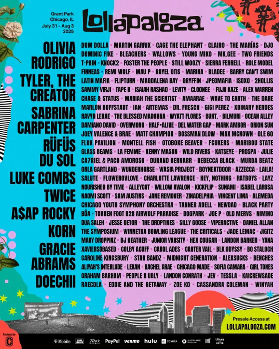 Olivia Rodrigo, Tyler, The Creator, Sabrina Carpenter and More Lead Lollapalooza 2025 Lineup